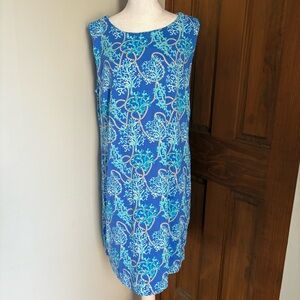 Lulu B Plus 1X Blue Summer Coral Knotical Print Sleeveless Summer Dress Beachy